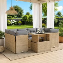 Concise 7 Piece Outdoor Sofa Set in Beige