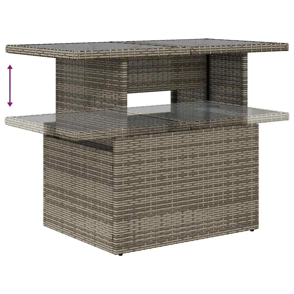 Garden Sofa Set Grey Outdoor Furniture 7 Piece with Cushions and Adjustable Table