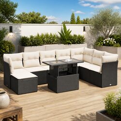 9 Piece Garden Sofa Set Outdoor Patio Furniture Rattan Sectional with Storage