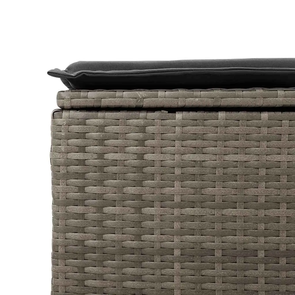 9 Piece Garden Sofa Set Grey Poly Rattan Cushions Storage Function Adjustable Table