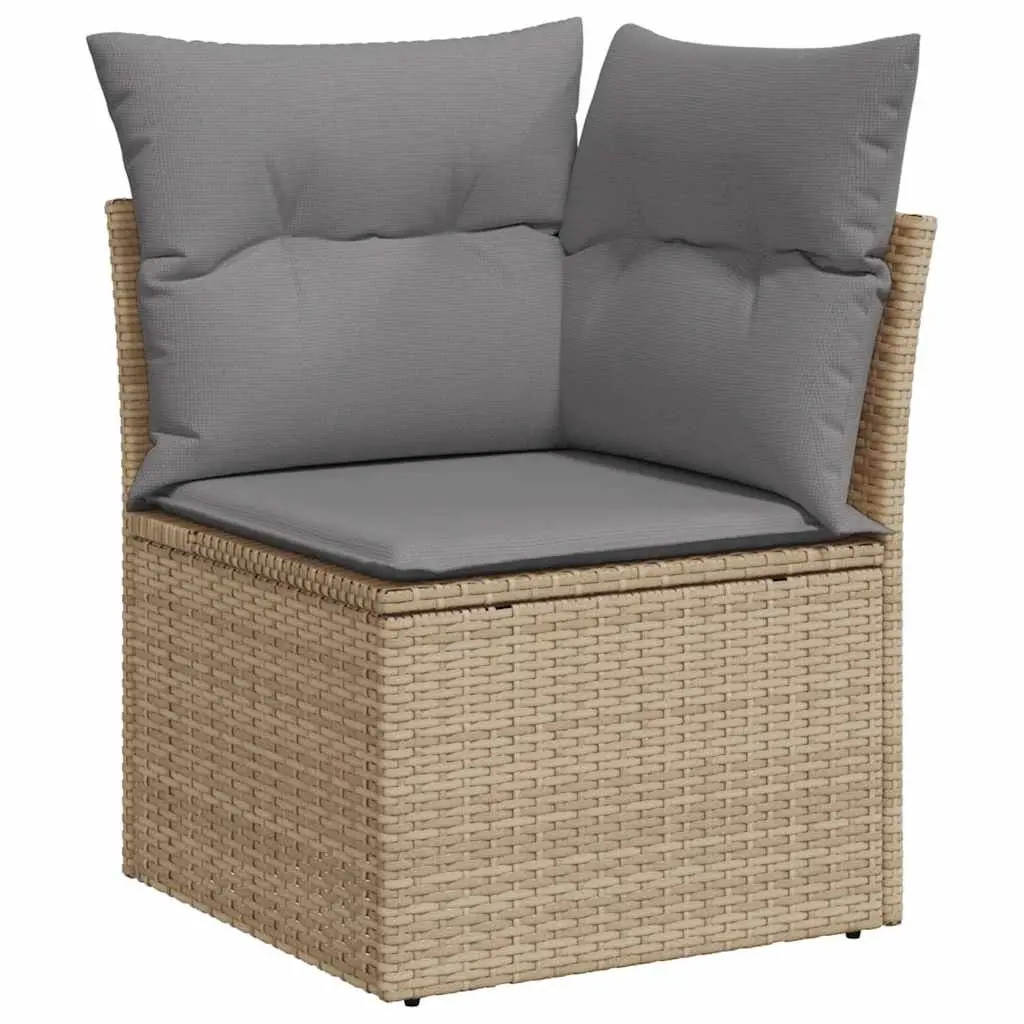 Garden Sofa Set 10 Piece Outdoor Furniture Beige Poly Rattan Patio Seating with