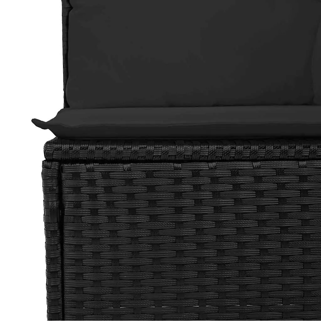 Garden Sofa Set 11 Piece Outdoor Furniture Black Poly Rattan Patio Sectional