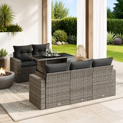 Compact 6-Piece Grey Garden Sofa Set for Outdoor Relaxation
