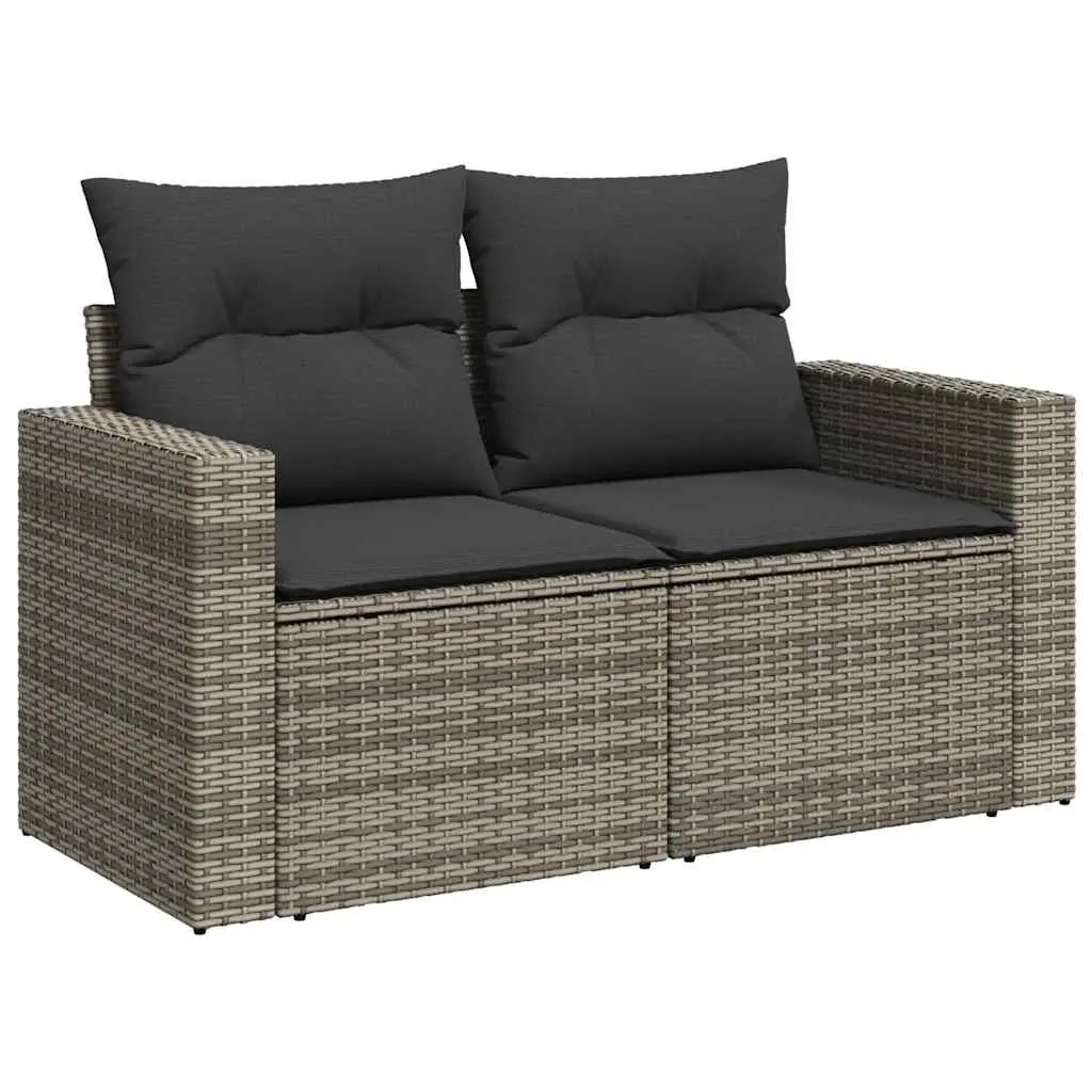 9 Piece Garden Sofa Set Grey PE Rattan Outdoor Furniture Adjustable Table Storage Compartment