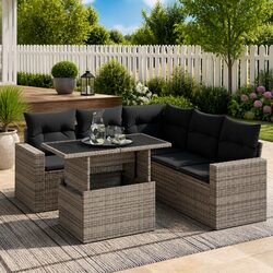 Concise 6-Piece Outdoor Sofa Set – Easy Assembly