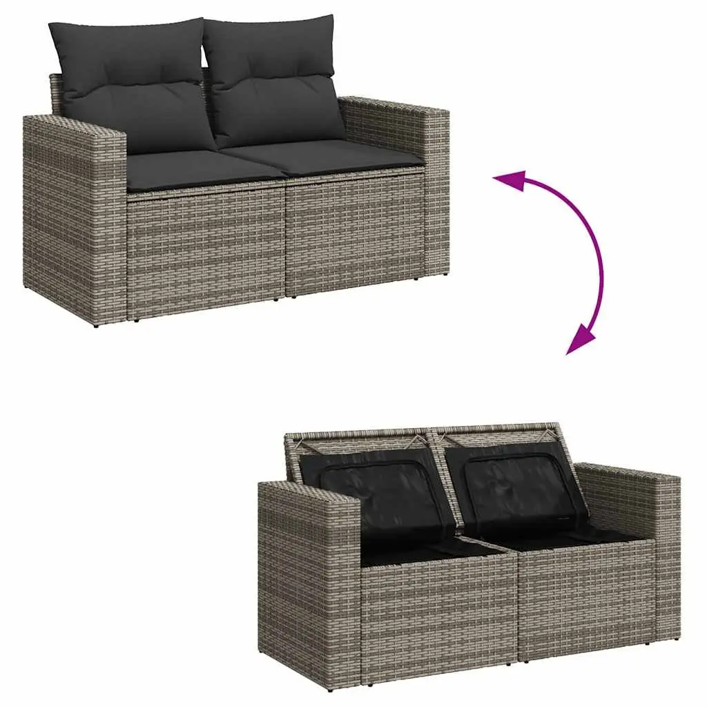 Garden Sofa Set Grey 9 Piece Outdoor Furniture Poly Rattan Patio Lounge Seating