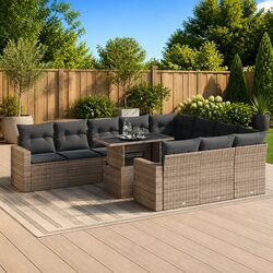 Compact 11-Piece Garden Sofa Set in Grey for Outdoor Fun
