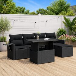 Concise 6 Piece Garden Sofa Set with Adjustable Table