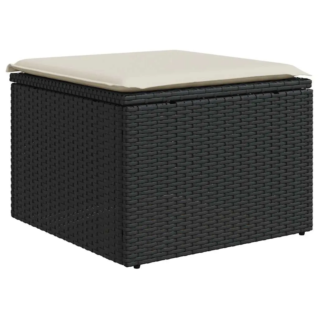 6-Piece Black Garden Sofa Set with Adjustable Table