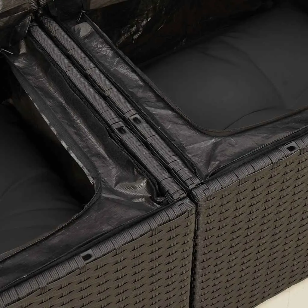 7 Piece Garden Sofa Set Black Outdoor Furniture Cushions Adjustable Table