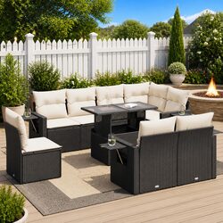 Compact and Stylish 9 Piece Garden Sofa Set with Cushions