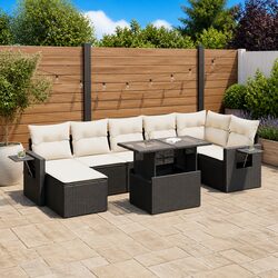 Concise 8 Piece Garden Sofa Set with Cushions and Storage