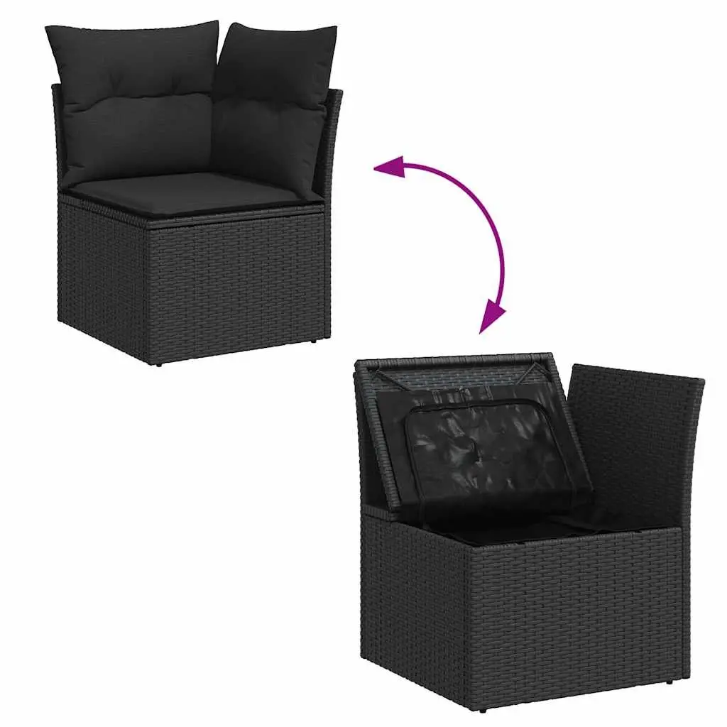 Garden Sofa Set Black 10 Piece Outdoor Furniture Patio Lounge Poly Rattan