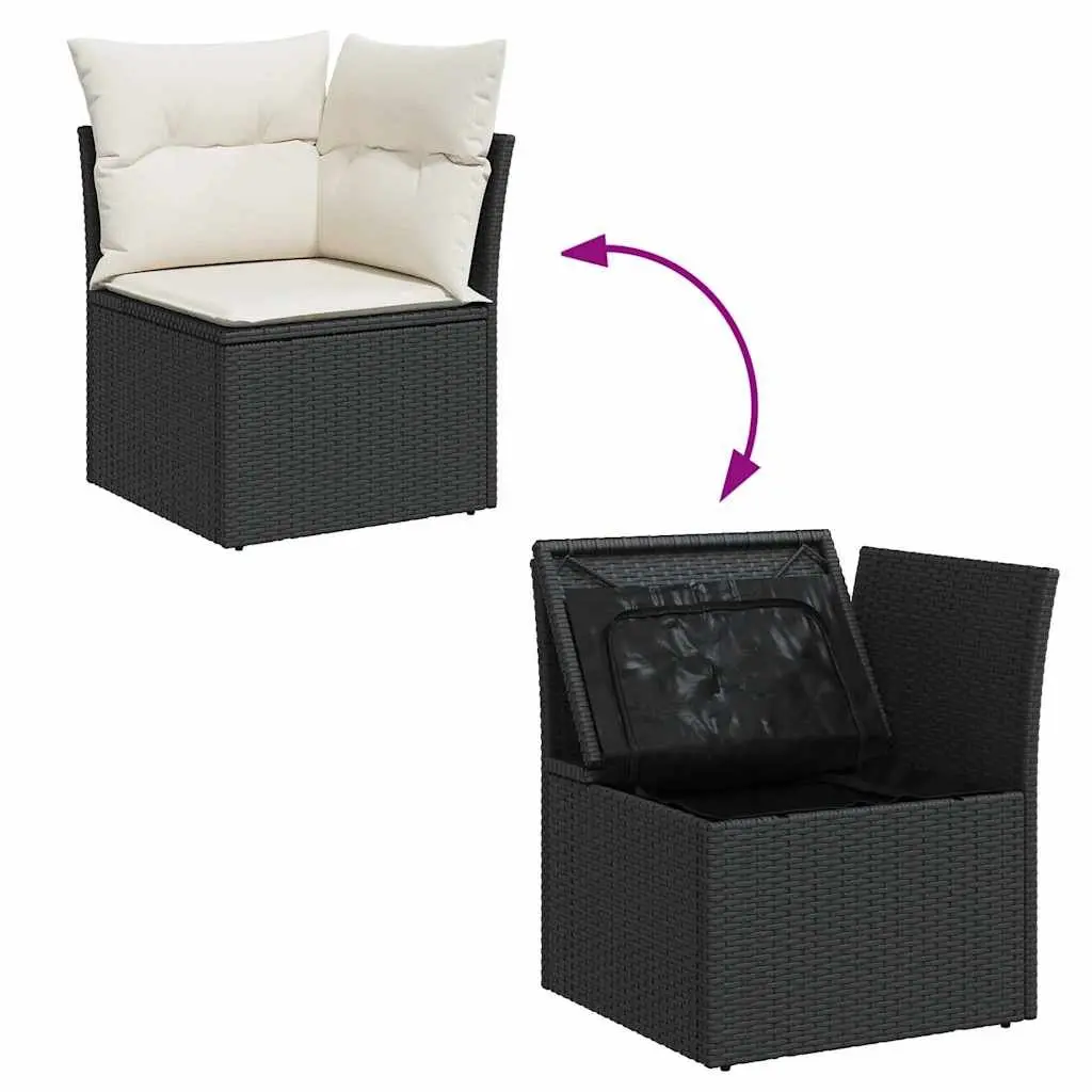 Garden Sofa Set 10 Piece Outdoor Furniture Black Poly Rattan Patio Sectional