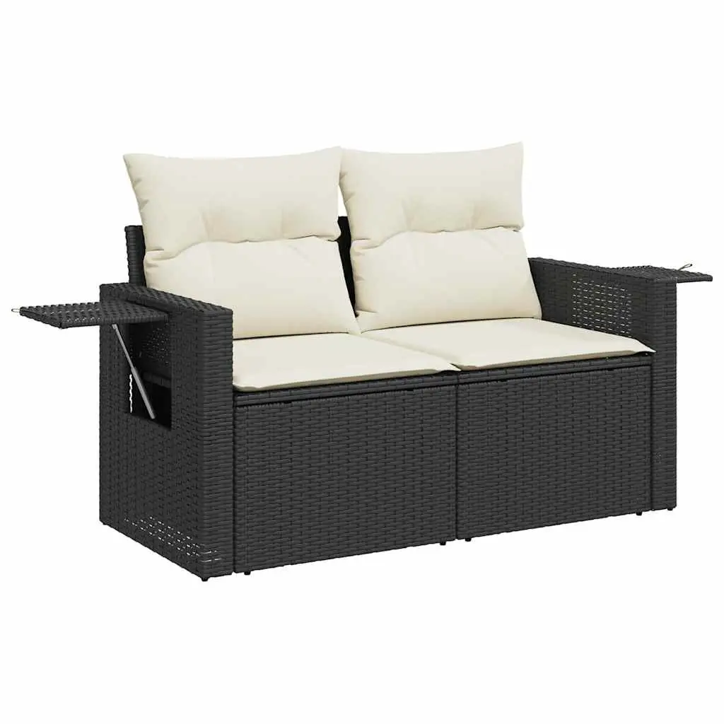 Garden Sofa Set 10 Piece Outdoor Furniture Black Poly Rattan Patio Sectional