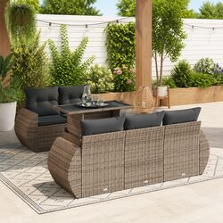 6-Piece Grey Garden Sofa Set