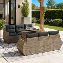 7 Piece Grey Garden Sofa Set for Cozy Outdoor Spaces