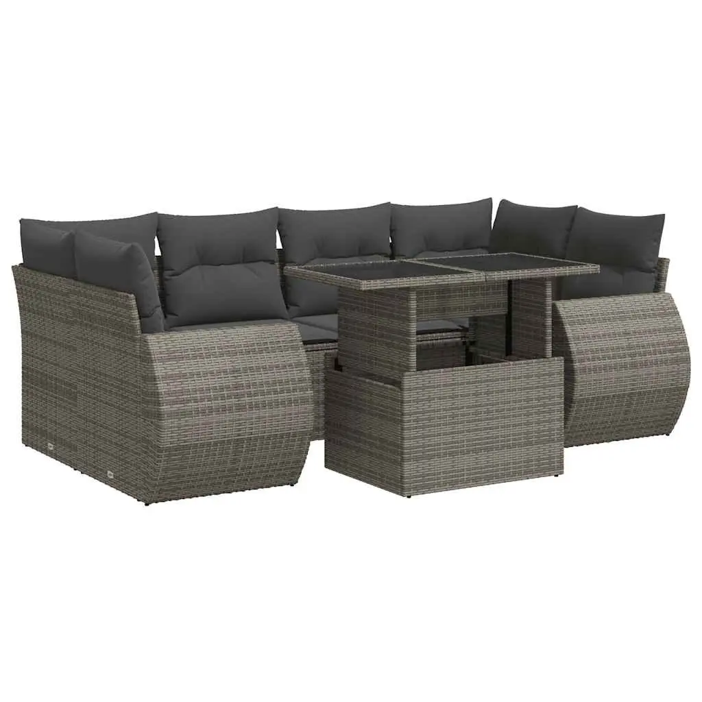 7 Piece Garden Sofa Set Outdoor Patio Furniture Lounge Chairs Table Grey