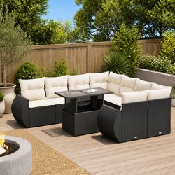 Compact 9-Piece Garden Sofa Set with Storage & Cushions