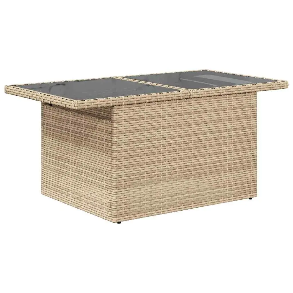 Outdoor Garden Sofa Set Beige 9 Piece Poly Rattan Patio Furniture with Cushions