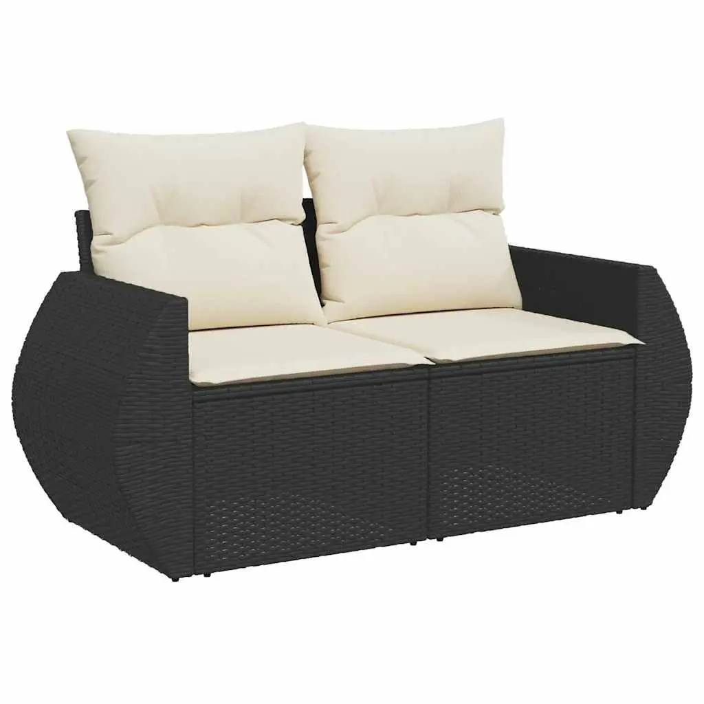6 Piece Garden Sofa Set Black Adjustable Table Storage Cushions