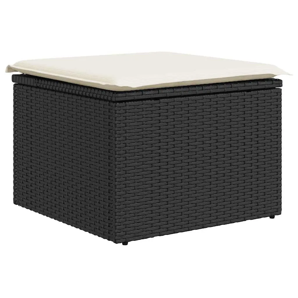 6 Piece Garden Sofa Set Black Adjustable Table Storage Cushions