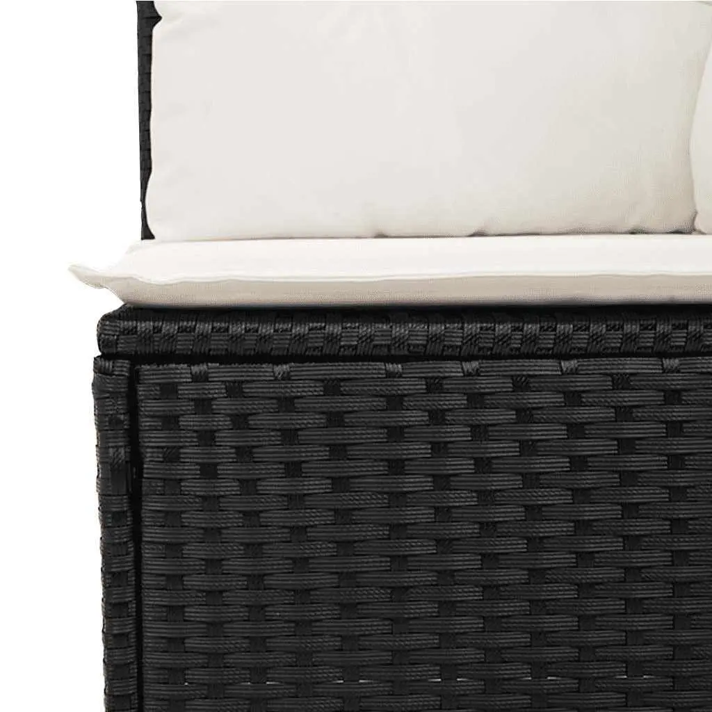 6 Piece Garden Sofa Set Black Adjustable Table Storage Cushions