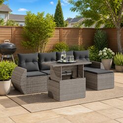 6-Piece Grey Patio Sofa Set for Comfort