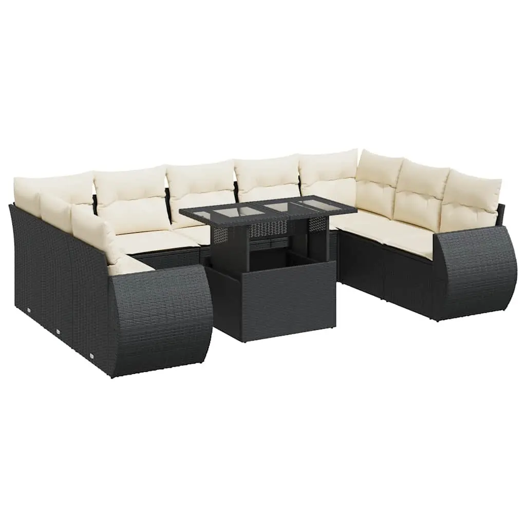 Garden Sofa Set 10 Piece Outdoor Furniture Patio Poly Rattan Modular Black