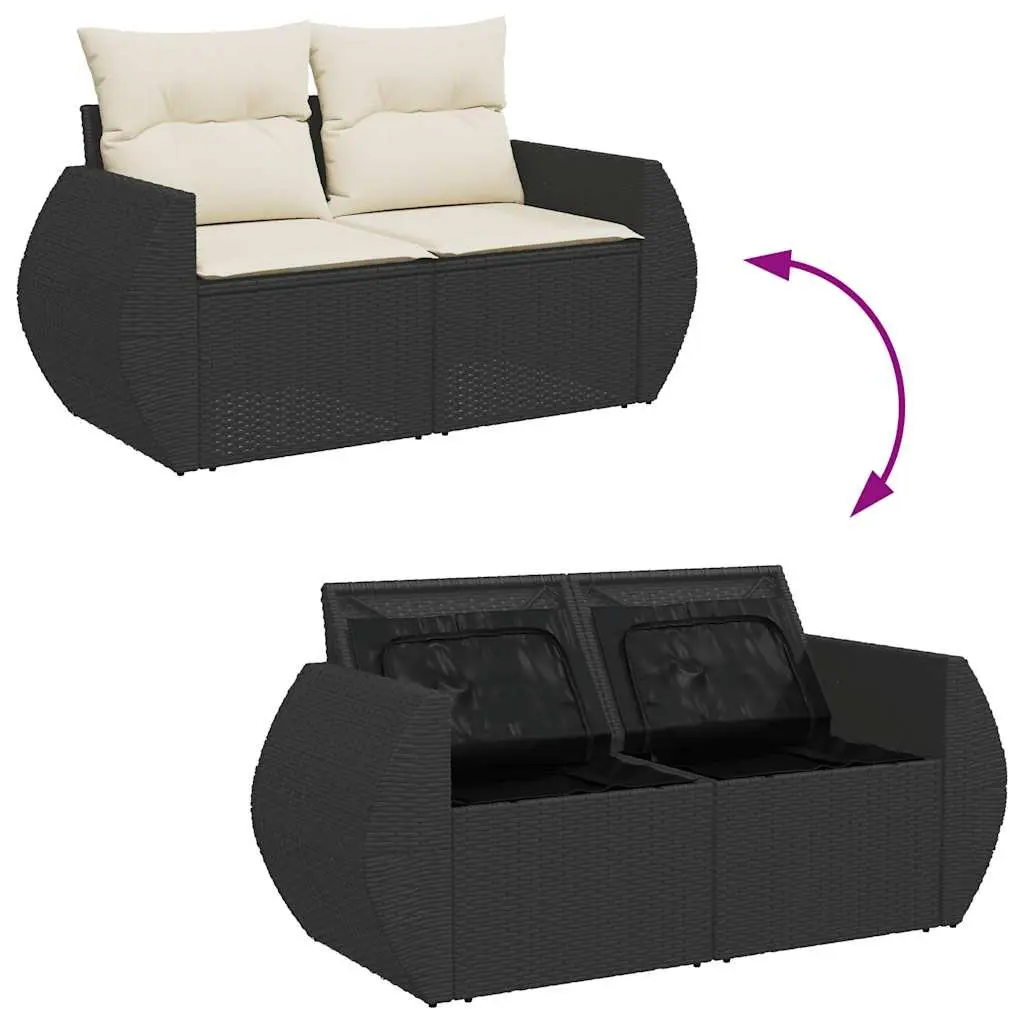 Garden Sofa Set 10 Piece Outdoor Furniture Patio Poly Rattan Modular Black