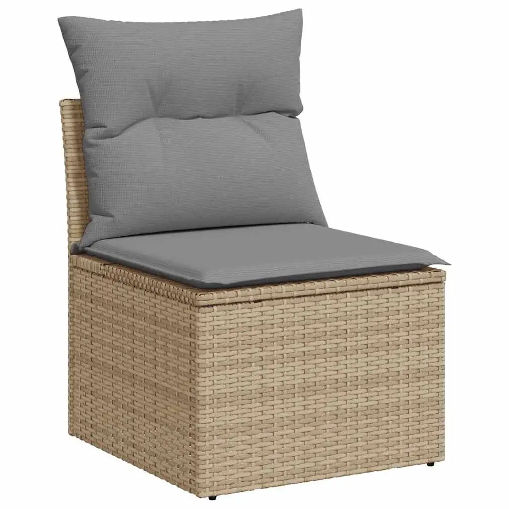 Garden Sofa Set 10 Piece Outdoor Furniture Beige Poly Rattan Patio Lounge