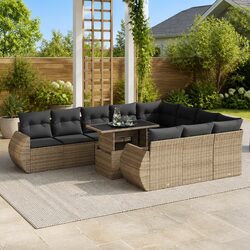 Garden Sofa Set 11 Piece Outdoor Furniture Grey Poly Rattan Modular Patio