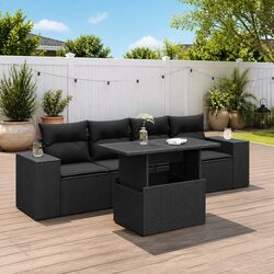 5 Piece Black Patio Sofa Set for Outdoor Enjoyment
