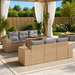 7-Piece Outdoor Garden Sofa Set with Adjustable Table
