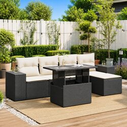 Compact and Stylish 6 Piece Outdoor Sofa Set in Black