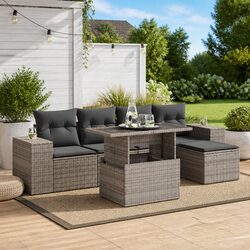 6-Piece Grey Patio Sofa Set