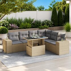 7-Piece Outdoor Sofa Set with Storage and Adjustability