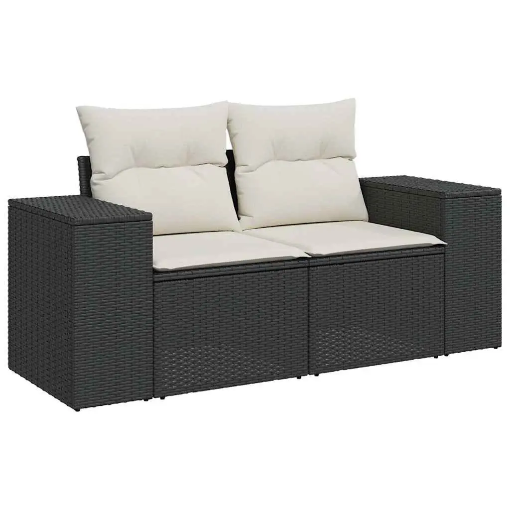 Garden Sofa Set 11 Piece Outdoor Furniture Black Poly Rattan Patio Sectional