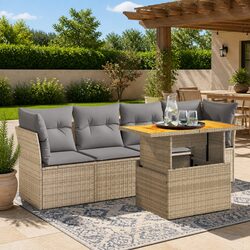 5 Piece Outdoor Sofa Set in Beige Rattan