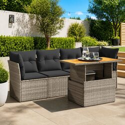 Sleek 5-Piece Grey Garden Sofa Set with Functional Design