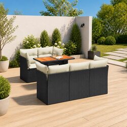 Compact 6-Piece Outdoor Sofa Set in Black Rattan
