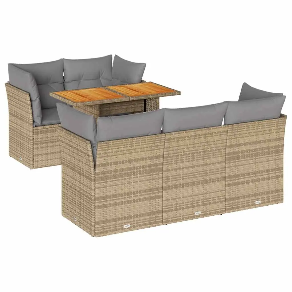 Garden Sofa Set 6 Piece Outdoor Furniture Patio Seating with Cushions Beige