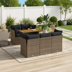 Garden Sofa Set 6 Piece Outdoor Furniture Grey Poly Rattan Patio Modular