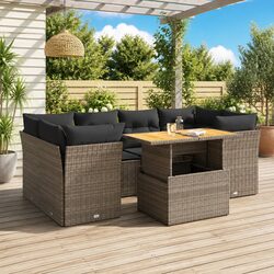 7 Piece Garden Sofa Set with Storage Grey Outdoor Patio Furniture Cushions