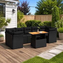Compact and Stylish 8-Piece Garden Sofa Set in Black