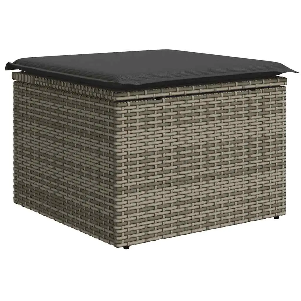Garden Sofa Set 6 Piece Outdoor Furniture with Cushions Grey Poly Rattan Modular