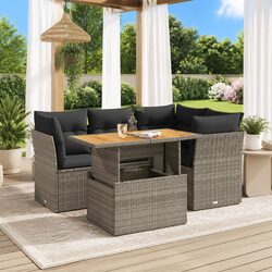 Concise 5-Piece Garden Sofa Set in Grey Rattan