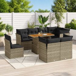 9-Piece Grey Garden Sofa Set for Outdoor Living