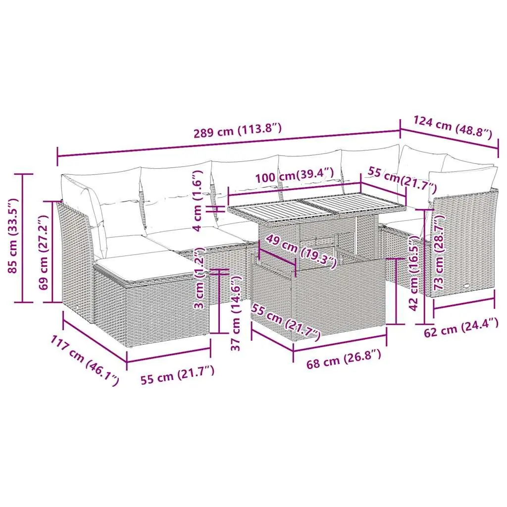 Garden Sofa Set Black 9 Piece Outdoor Furniture Patio Poly Rattan with Cushions