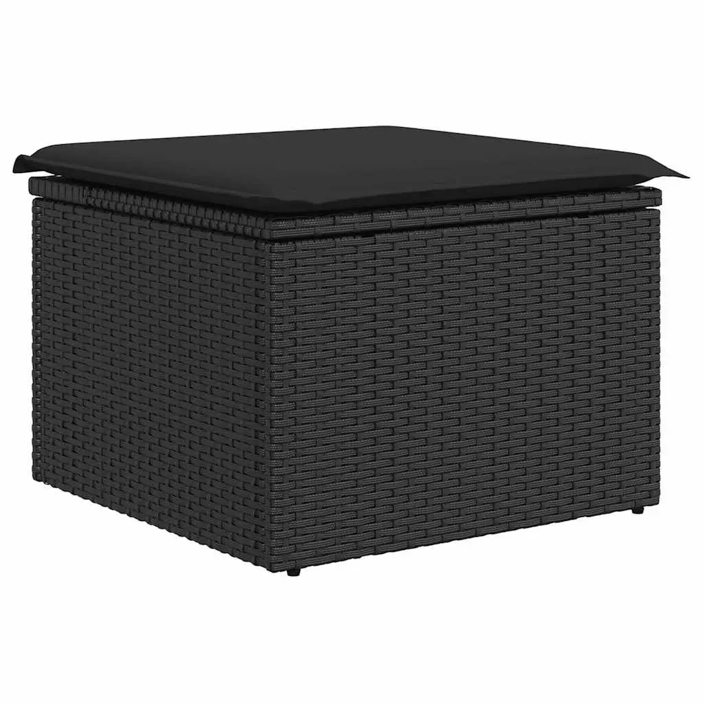 Garden Sofa Set Black 9 Piece Outdoor Furniture Patio Poly Rattan with Cushions